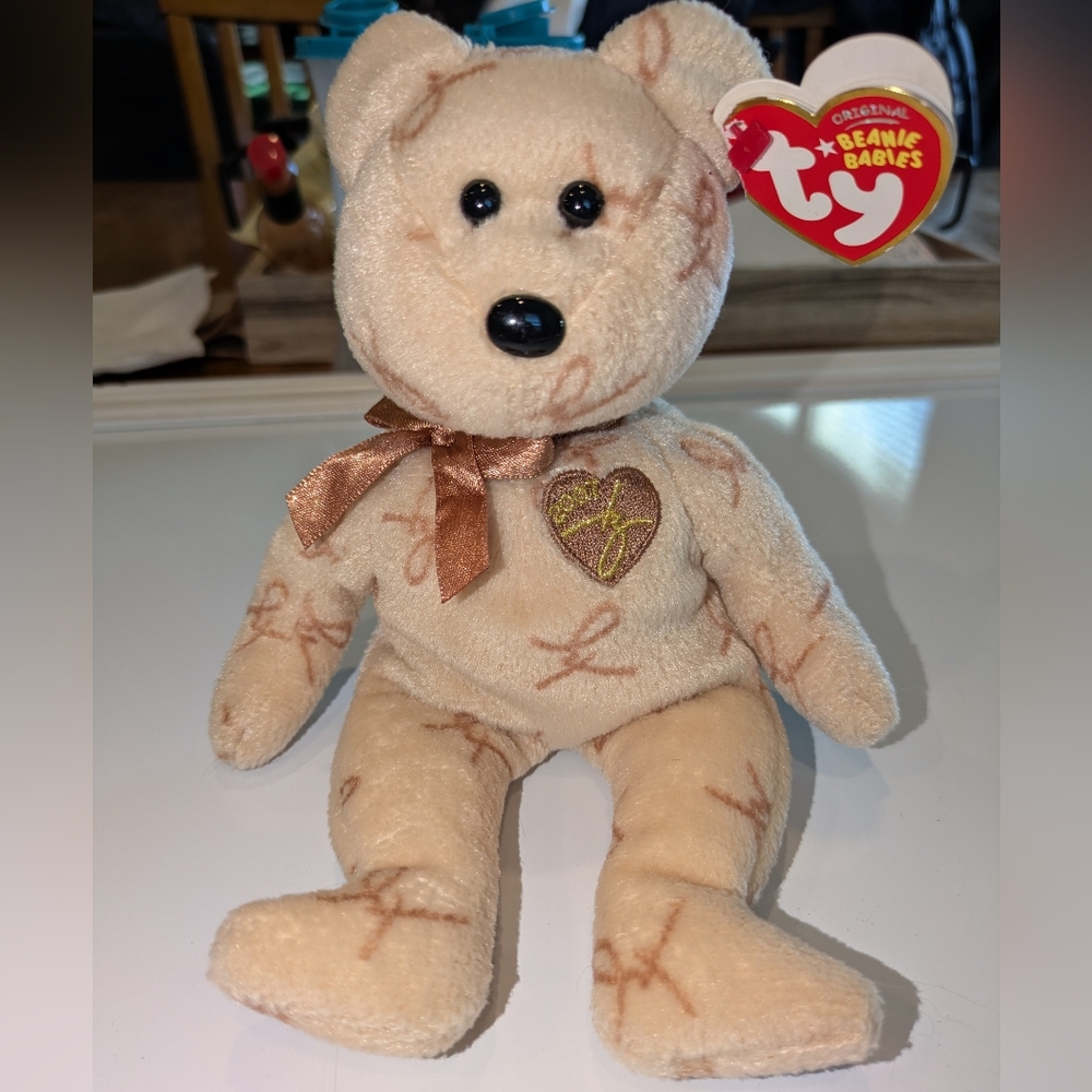 Ty Beanie Babies 2007 Signature Bear Plush Cream Script Print w/ Tag